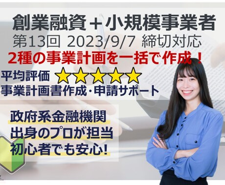 融資+持続化補助金の事業計画書を作成サポートします 政府系金融機関出身プロが事業計画書作成をサポートします イメージ1