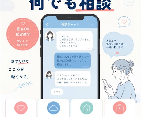 ちょっと誰かと話したい時、そんな時にお話聞きます 誰にも相談できなくてモヤモヤしてるあなたへ イメージ1