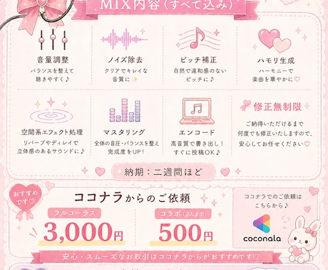 ボーカルが際立つクリアなMIXをします 初めてのココナラなので最安値から始めさせて頂きます。 イメージ1