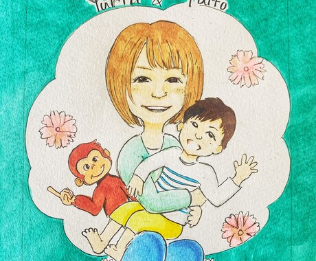 あなたの大切なご家族の似顔絵制作します あたたかな水彩風のタッチで大切な家族の似顔絵を作りませんか？ イメージ2