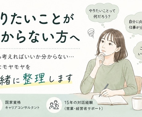 自己分析｜思考整理｜適職｜やりたいことを整理します 何から考えればいいか分からない方へ、一緒に整理します イメージ1