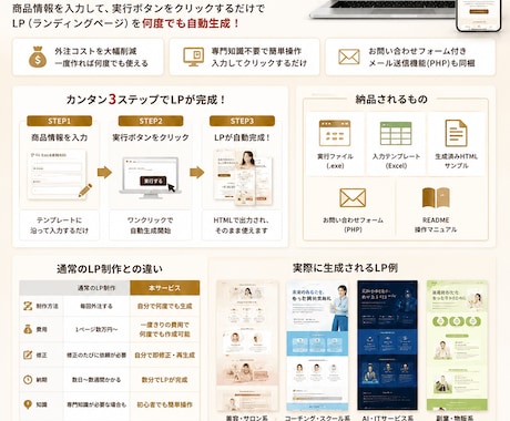 LPを何度も自動生成できるツール作ります GPT不要・ワンクリック実行・送信可能フォーム付き イメージ2