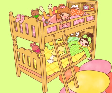 カラフルポップでかわいい女の子のイラストを描きます イメージ1