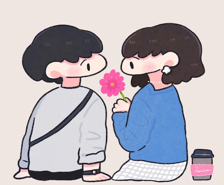 カップルイラスト × SNSアイコン描きます 大切な人との記念日に！ゆるい似顔絵を描きます イメージ1
