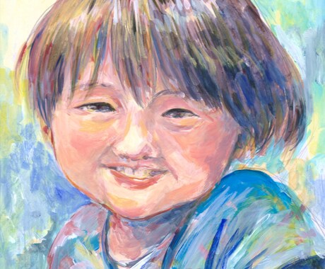 鮮やかな色と大胆なタッチで似顔絵を描きます アクリル絵の具を使用したアナログ似顔絵を描きます。 イメージ1