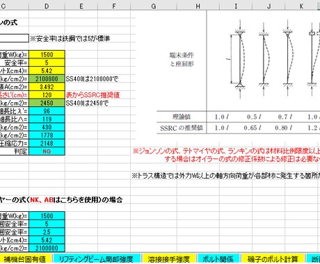 設計計算用EXCELE作成いたします 必要な補足データや根拠となる出典なども記載 イメージ2
