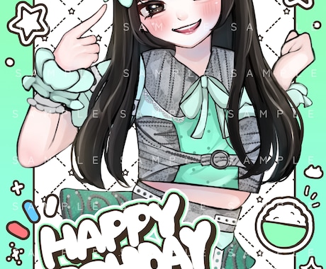 キラキラで可愛いイラストを描きます アイコンや1枚絵など多様に使用できる可愛いイラストを描きます イメージ2