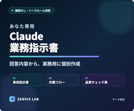 あなた専用のClaude業務指示書を作ります 通話不要｜回答内容から実務用の指示書を個別作成 イメージ1
