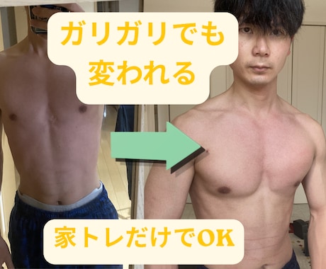 ガリガリから細マッチョへ自宅のみの筋トレで変えます ガリガリから細マッチョへ現実的に変える筋トレ イメージ1