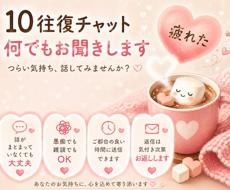 チャット10往復で心に寄り添い丁寧にお聞きします 話すほどじゃない もやもやも否定せず優しく受け止めます イメージ2