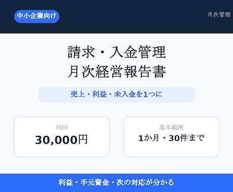 請求・入金管理と月次経営レポートを作成します イメージ1
