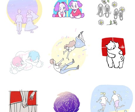 カップル・ペアアイコン描きます かわいい　おしゃれ　シンプル　人物・動物　カップルアイコン イメージ1