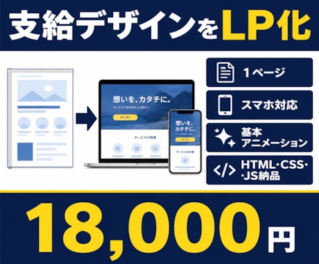 支給デザインからLPをコーディングします スマホ対応で丁寧に実装しデータ納品します イメージ1