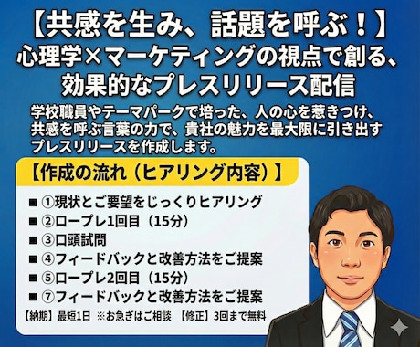 イベント告知のプレスリリースを作成します 心理学×マーケティングの視点で効果的なプレスリリース配信！ イメージ1