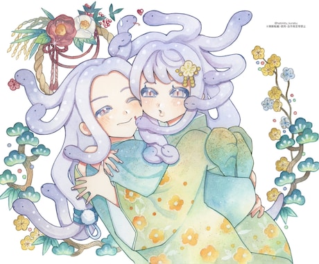 商用可！透明水彩で豪華！華やかな1枚を作成します 鑑賞用/小説等の表紙や挿絵/配信サムネ/グッズ/HPなど イメージ2