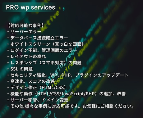 Webサイトをカスタマイズ・修正・復旧します 修正・改善、カスタマイズ、なんでもお気軽にご相談ください イメージ2