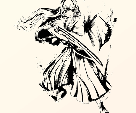 墨絵 - 躍動感ある水墨画の和風イラスト描きます
