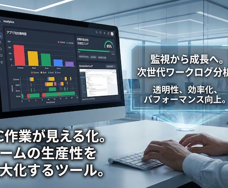 PCログの集積・作業分析・監視ダッシュボードします PCの稼働時間や、クリック・タイピング・スクロール数を監視 イメージ1