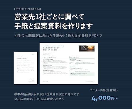 営業先1社ごとに調べて手紙と提案資料を作ります イメージ1