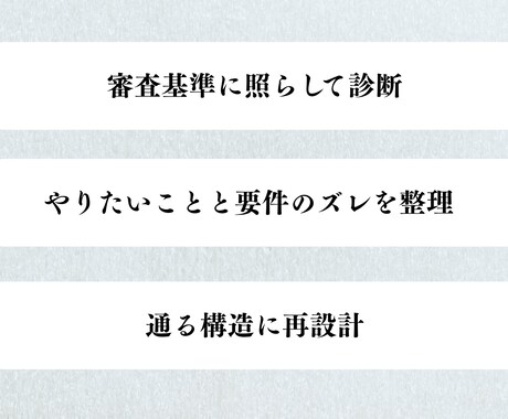 助成金申請｜診断＋添削で改善します 審査基準に照らして改善点を明確化 イメージ2
