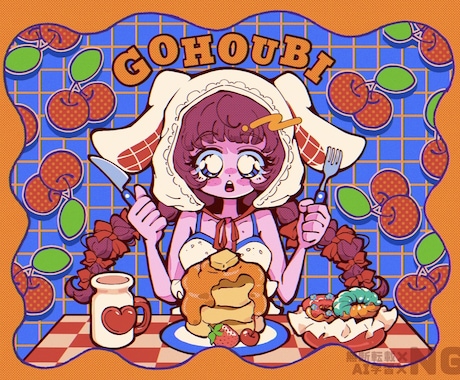 レトロポップでかわいい女の子描きます アイコン、ヘッダー、動画のサムネ、趣味・鑑賞用等など！ イメージ1