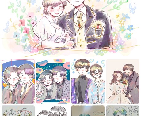 ほんわかかわいくてもらってうれしい似顔絵かきます 少しデフォルメされてて、でも漫画とはちがう絵柄です！ イメージ1
