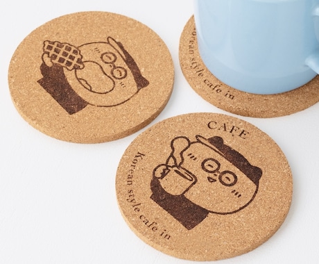 コルクコースターに刻印します イラストやロゴなどの画像があればOK イメージ1