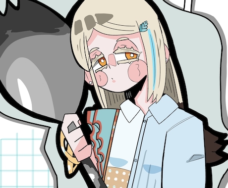 変わった絵柄のsns用のイラスト作成承ります ちょっと癖のある目を引くイラストを描きます イメージ1