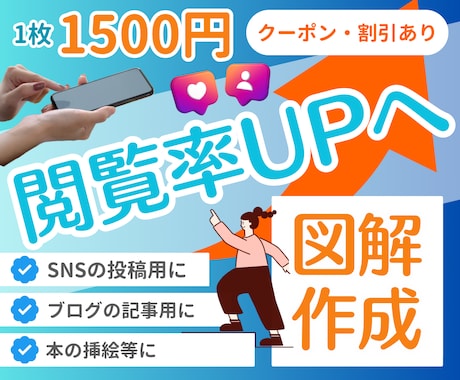 閲覧率UP！ターゲットに刺さる図解を画像作成します 集客に必須【クーポン有】＋【複数枚割引】X・インスタ・ブログ イメージ1