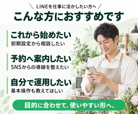 LINE公式・Lステップを設計・構築まで対応します 集客・予約・問い合わせにつながるLINE導線を設計します イメージ2
