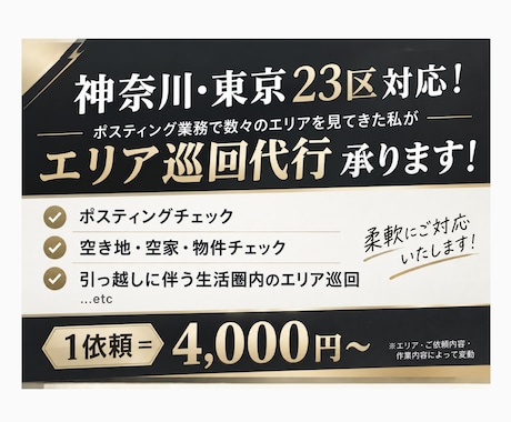 神奈川＆東京23区エリア現地調査・巡回代行承ります イメージ1