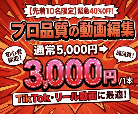 修正無制限│TikTok・ショート動画編集します モニター価格3,000円／丁寧なヒアリングと制作 イメージ1