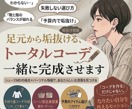 あなたに似合う靴・コーデを一緒に考えます 「何を着たらいい？」を、一緒に見つけます。 イメージ1