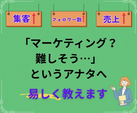 初心者向けに優しくマーケティングのやり方教えます 集客数アップ、売上アップ、ブランディング、これだけでOK！ イメージ1