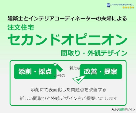 建築士とICの夫婦が住宅セカンドオピニオン承ります 注文住宅の間取りと外観デザインの添削・採点・改善・新規提案 イメージ2