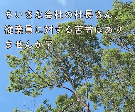従業員を辞めさせないためにできることをお伝えします ◆１人経営で従業員の対応に困っている方、お話お聞かせください イメージ2