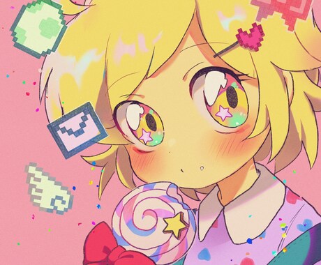 かわいくてポップなアイコン描きます オリジナル、版権なんでもOK♪お気軽にご相談ください！ イメージ1