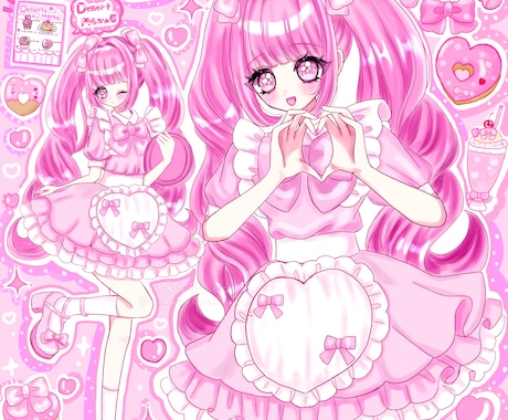 修正無制限！可愛い詰め込みイラストを制作いたします 等身＋バストアップ＋デフォルメの3点セット✨ イメージ2