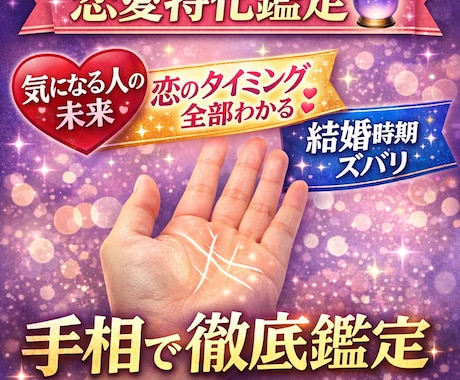 あなたの手相から恋の悩みを本気で占います 恋愛特化であなたと恋の悩みを占います❣️ イメージ1