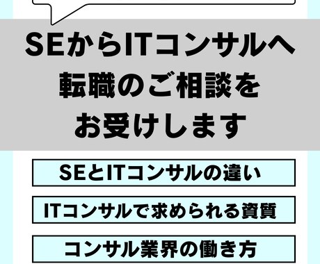 SEからITコンサルへの転職のご相談をお受けします SEからコンサル業界に転職した経験を踏まえお話します イメージ1