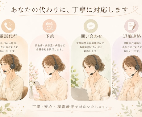 電話代行、退職・予約・問い合わせ代わりにかけます クレーム対応経験あり。安心してお任せください。 イメージ2