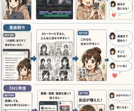 AIコンテンツ制作システムを設計・構築します 画像・動画・漫画・SNS発信をつなぎ、継続できる制作環境へ イメージ2