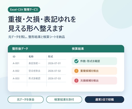 Excel・CSVを整理し検算します イメージ1