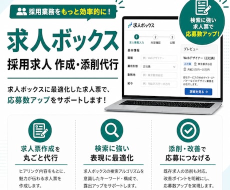 求人ボックスの求人広告原稿を作成します イメージ1