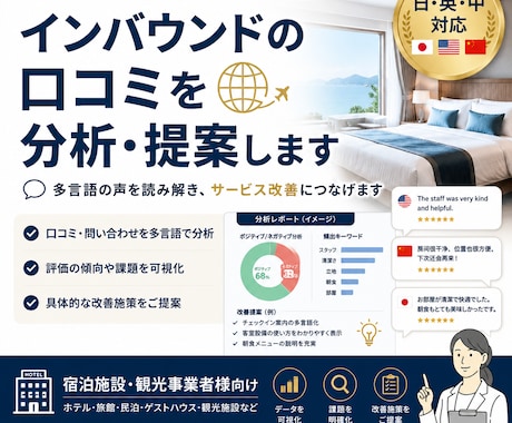 インバウンドの口コミを分析・提案します OTA現場経験者が顧客の声を読み解きます イメージ1