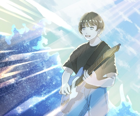 青い背景・風景イラスト込みのMVイラスト描きます 求める曲の世界観を細部まで形にします! イメージ1