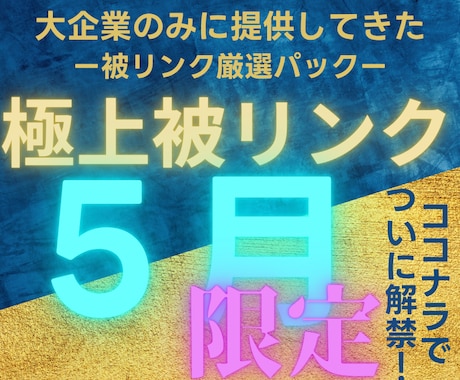 2026年5月限定で大企業と同じ被リンク貼ります なぜ成功している大企業と御社で結果に差が付くの？答えは○○！ イメージ1