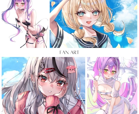 かわいい！高クオリティ立ち絵3点セットお届けします パーツ分け立ち絵＋三面図＋キービジュアアルの3点セットです イメージ2