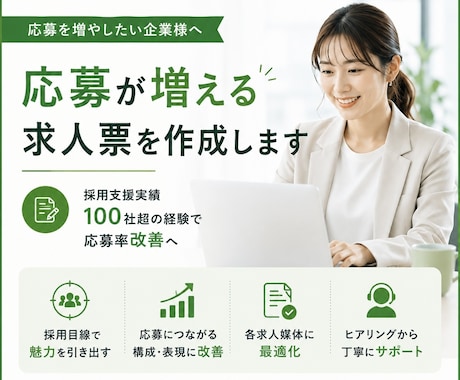 応募率を上げる求人票を作成します 採用支援100社超の経験で応募率改善へ イメージ1