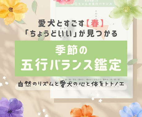 春のエネルギーと愛犬の生まれ持つ五行をひも解きます 愛犬に寄り添ったケアを取り入れて、暖かく幸せに包まれた春に イメージ1
